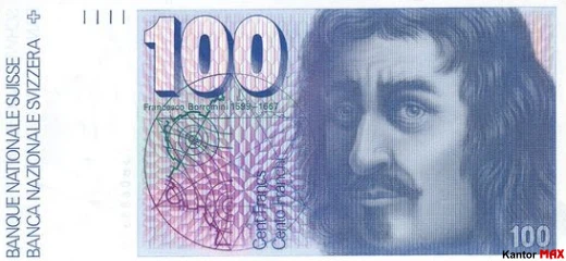100 franków szwajcarskich 6 seria 1978 rok - Awers