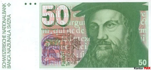 50 franków szwajcarskich 6 seria 1978 rok - Awers
