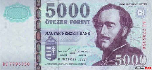 5.000 forintów węgierskich 1999 rok - Awers
