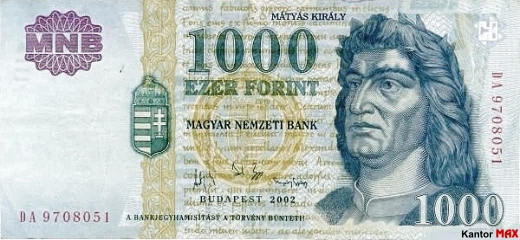 1000 forintów węgierskich 2002 rok - Awers