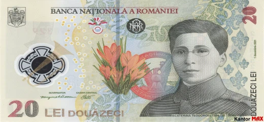 20 lei rumuńskich 2021 rok - Awers