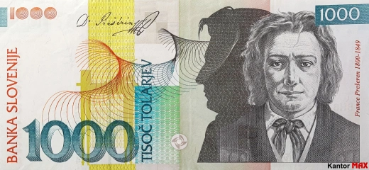 1000 tolarów słoweńskich 1992 rok - Awers