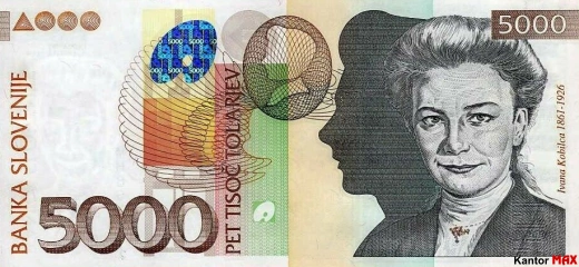 5.000 tolarów słoweńskich 1993 rok - Awers