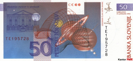 50 tolarów słoweńskich 1992 rok - Rewers