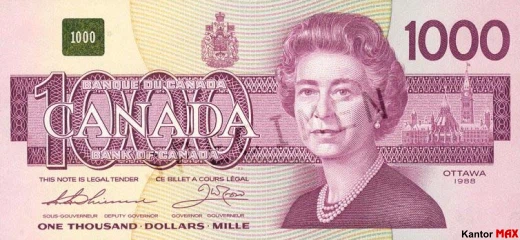 1000 dolarów kanadyjskich 1986 rok - Awers