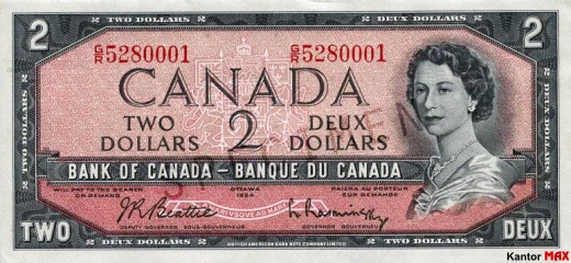 2 dolary kanadyjskie 1954 rok - Awers