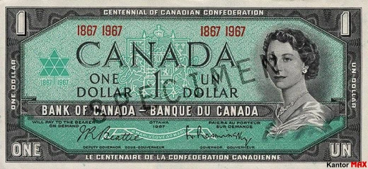 1 dolar kanadyjski 1967 rok - Awers