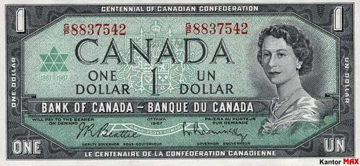 1 dolar kanadyjski 1967 rok - Awers