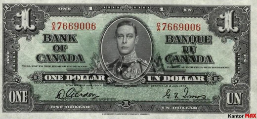 1 dolar kanadyjski 1937 rok - Awers