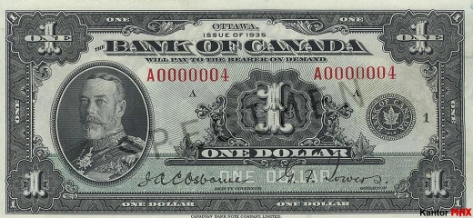 1 dolar kanadyjski 1935 rok - Awers