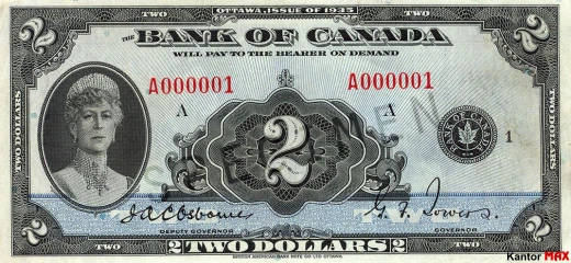 2 dolary kanadyjskie 1935 rok - Awers