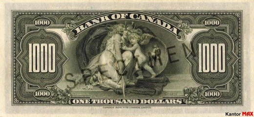 1000 dolarów kanadyjskich 1935 rok - Rewers