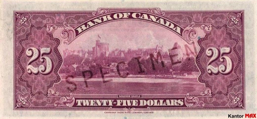 25 dolarów kanadyjskich 1935 rok - Rewers