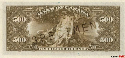 500 dolarów kanadyjskich 1935 rok - Rewers