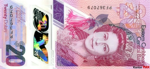 20 dolarów Wschodnich Karaibów 2019 rok - Awers