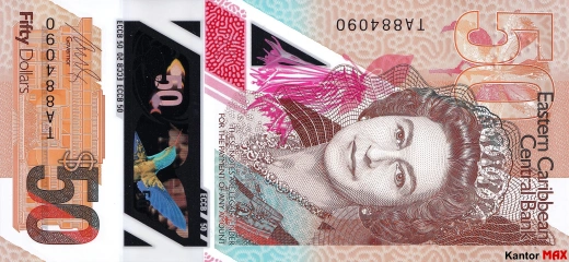 50 dolarów Wschodnich Karaibów 2019 rok - Awers