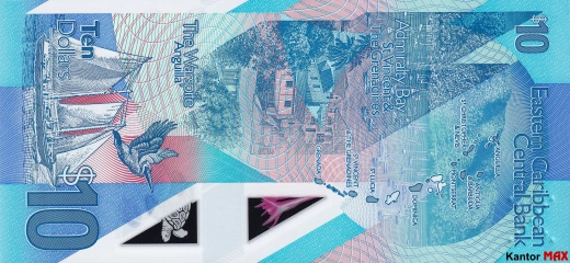 10 dolarów Wschodnich Karaibów 2019 rok - Rewers